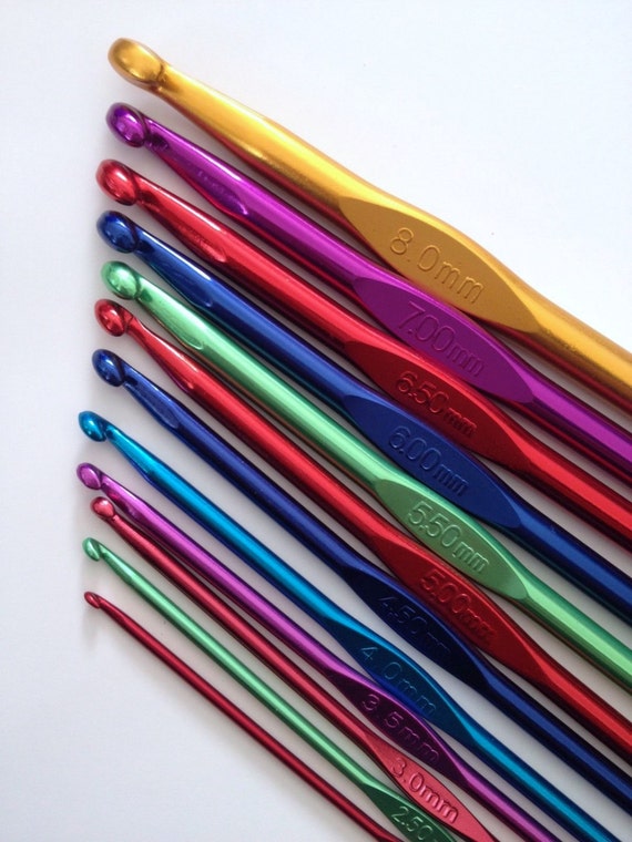 Crochet Hook 7mm 8mm 9mm 10mm Metal Aluminium Colourful Shiny Metallic  Hooks Single Crocheting Needles 
