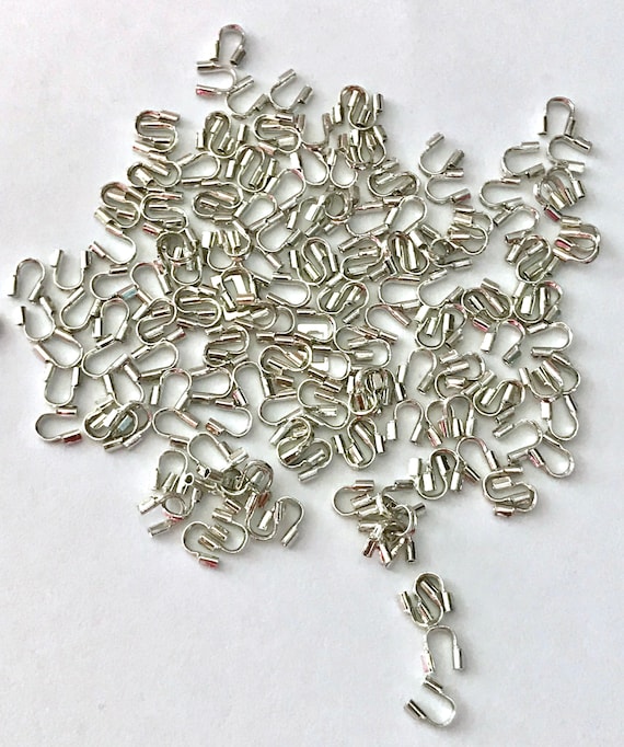 300 Pcs Copper Silver Tone Wire Guard Guardian Protector Jewelry 4mm Covers  79x Findings Making Supplies Hardware Tools Wire Guardians 
