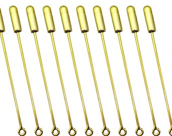 10 pcs gold color bead lapel jewelry stick pins brooch hat making Supplies Hardware Tools