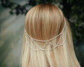 Hair chain with gem accents, Hair halo, Halo chain, Bridal hair piece, Head chain