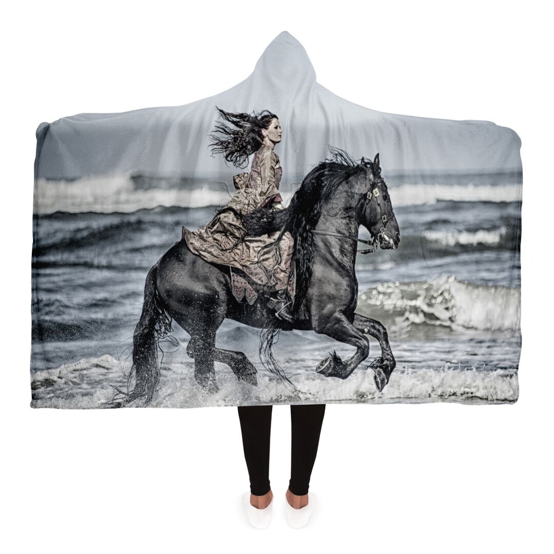 Friesian Horse in Water Hooded Sherpa Blanket All Over Etsy