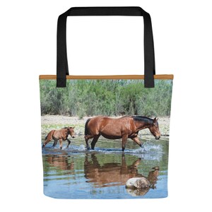 Wild Horses Mare and Foal Reusable Tote bag