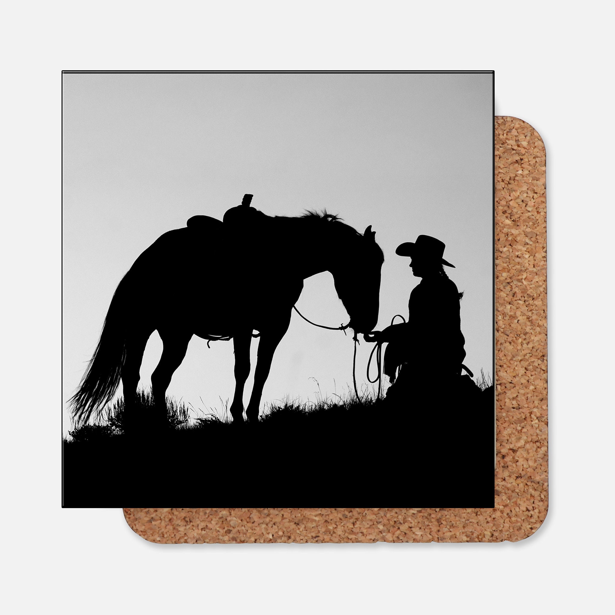 Cowboy and horse art Ceramic Drink Coasters 