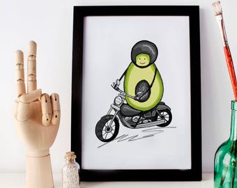 avocado motorcycle helmet Motorbike Gift, Father's Day Gift, Motorcycle Art, Avocado Print, Harley  Davidson, Motorcycle Helmet, Funny Food Print, Quirky Home Decor