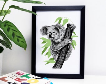 Koala Print, Koala Illustration, Australian Animal, Koala Painting, Nursery Wall Art, Koala Gallery Wall