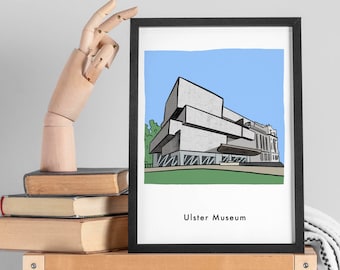 Ulster Museum, Belfast Print, Wall Art of Belfast, Cadeau touristique, Premier rendez-vous, Mémoire de voyage scolaire, Irlande du Nord, Décoration intérieure