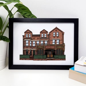 Hatfield House, Irländsk Pub, Belfasts Stadskonst, Nordirland, Belfastkonstnär, Illustrerad Resmål