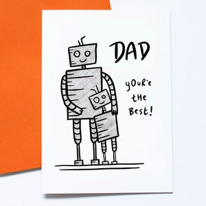 Cute Father's Day Card, Father Son, Dad and Boy, Robot Fathers Day, From Little Boy, Cute Greeting Card, Geek Dad, Best Dad, New Dad
