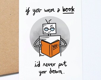 Book Worm Valentines Card, Bibliophile Card, Valentines For Her, Funny Pun Card