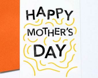 Happy Mother's Day, For Mum, Spring Theme Mother's Day, Bright and Playful, Yellow Greeting Card