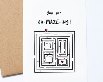 You Are Amazing, Fun Valentine Card, Puzzle Card, Activity Card, Complete The Maze