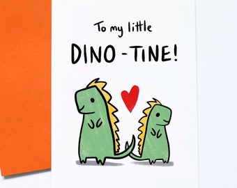 Valentines Card For Kids, Cute Dinosaur Card, Dinosaur Valentine, For Children