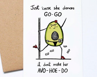 Tarjeta de San Valentín grosera, Pole Dance, San Valentín de aguacate, para ella