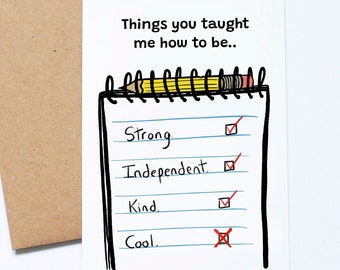 Funny Father's Day Card, You Taught Me A Lot, Not Cool, List of Things, For Step Dad, Bonus Dad, Caregiver Card