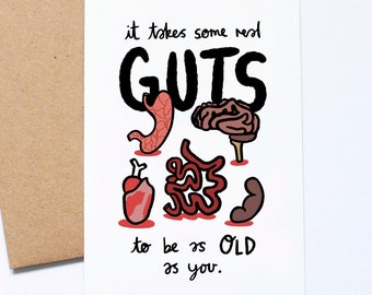 Funny Birthday Card, Cheeky Gift, Very Old, Blood and Guts, Halloween Fan, October Birthday