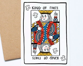 King of Farts, Playing Cards, Funny Birthday Card, For Dad, For Husband, Father's Day Card, For Him, Farting Puns