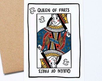 Koningin van scheten, grappige verjaardagskaart, voor haar, voor mama, voor vrouw, Moederdagkaart, scheetcadeau, verjaardag van de vrouw