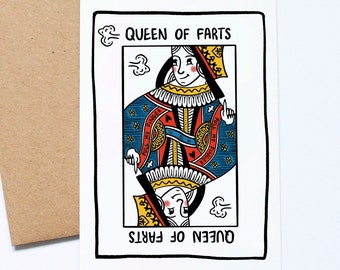 Queen of Farts, Funny Birthday Card, For Her, For Mum, For Wife, Mother's Day Card, Fart Gift, Wife Birthday