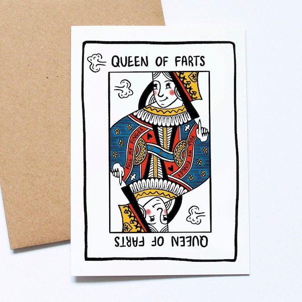 Queen of Farts, Funny Birthday Card, For Her, For Mum, For Wife, Mother's Day Card, Fart Gift, Wife Birthday