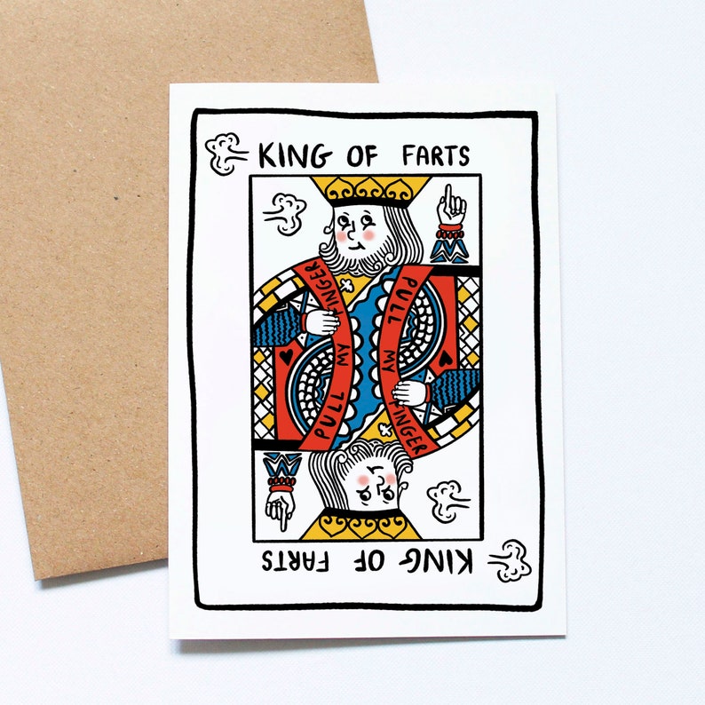 King of Farts, Playing Cards, Funny Birthday Card, For Dad, For Husband, For Him, Pull My Finger, Farting Puns image 1