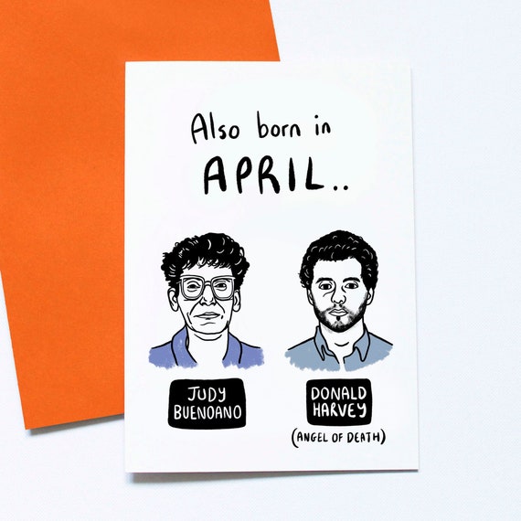 April Birthday Card, Serial Killer, True Crime Fan, Dark Humour