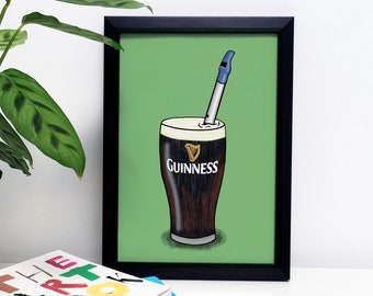 Guinness a Tune, Irish Pub Print, Guinness Print, Irish Traditional Music, Tin Whistle