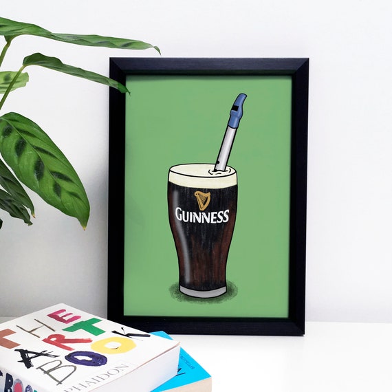 Guinness a Tune, Irish Pub Print, Guinness Print, Irish Traditional Music, Tin Whistle