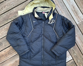 Purdue Boilermakers Full Zip Down Filled Jacket Puffer Parka NIKE Quilted Vintage 2000s