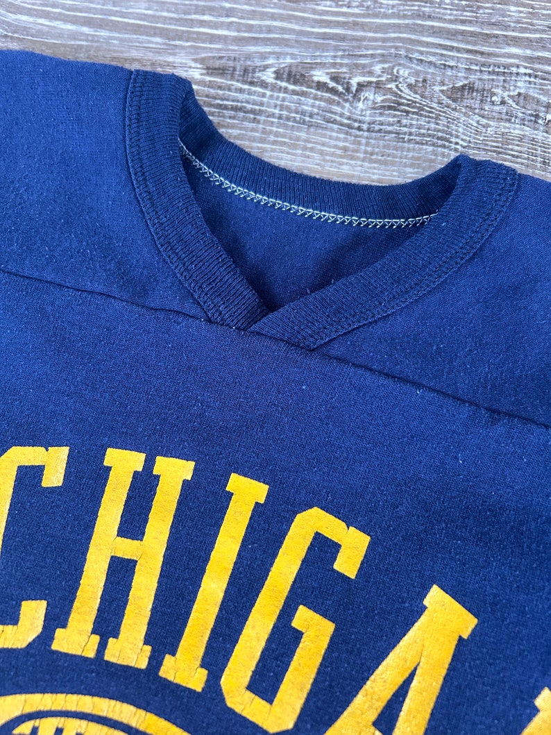 Vintage 70s/80s Michigan Wolverines Football Russell Athletic Jersey Knit T-Shirt Sz L/M image 7