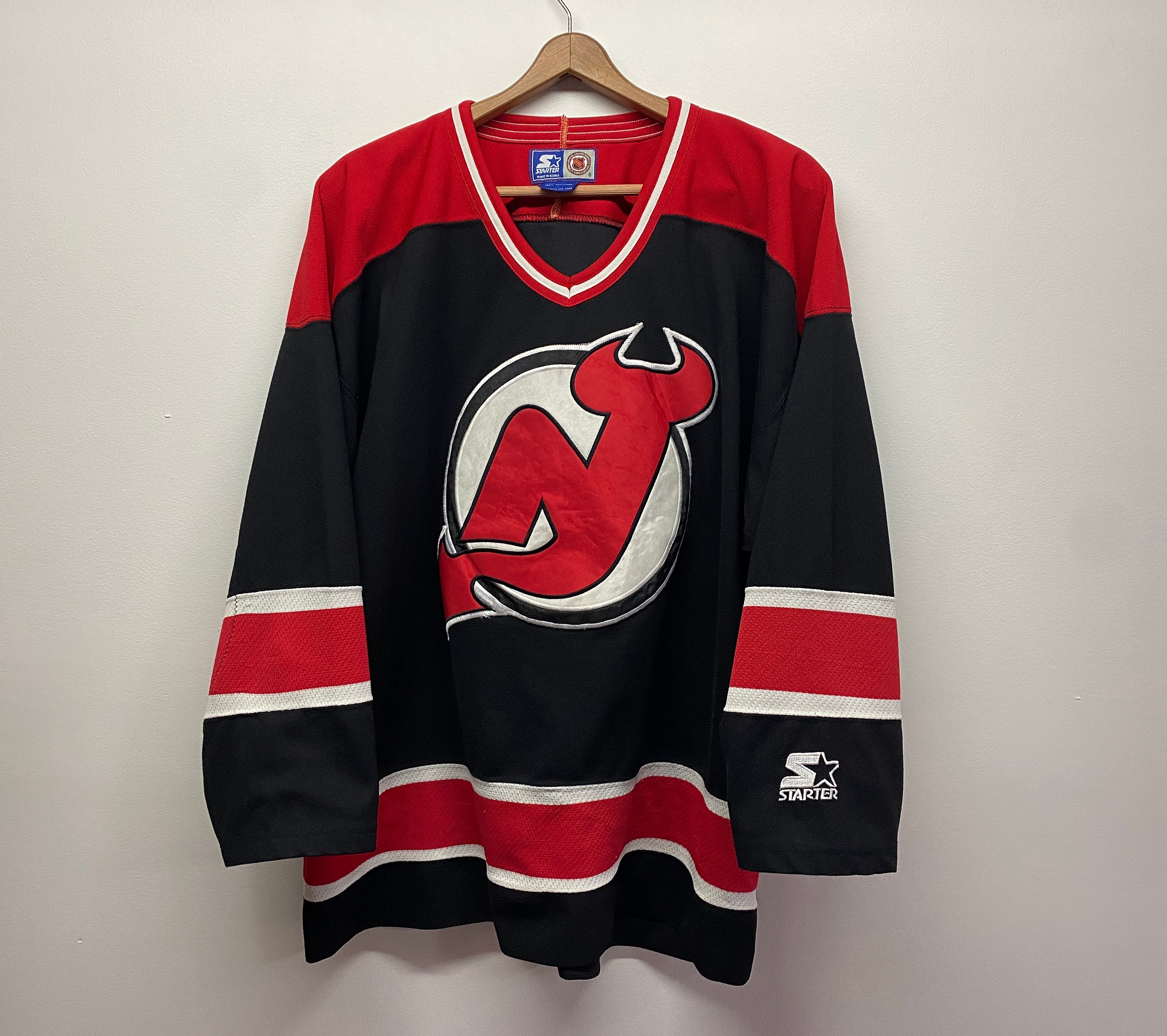 Vintage New Jersey Devils Starter Jacket Mens Medium 90’s Red NHL Rare