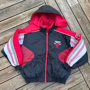 VTG 90s Chicago Bulls Pro Player Puffer Jacket Embroidered Bomber Reversible