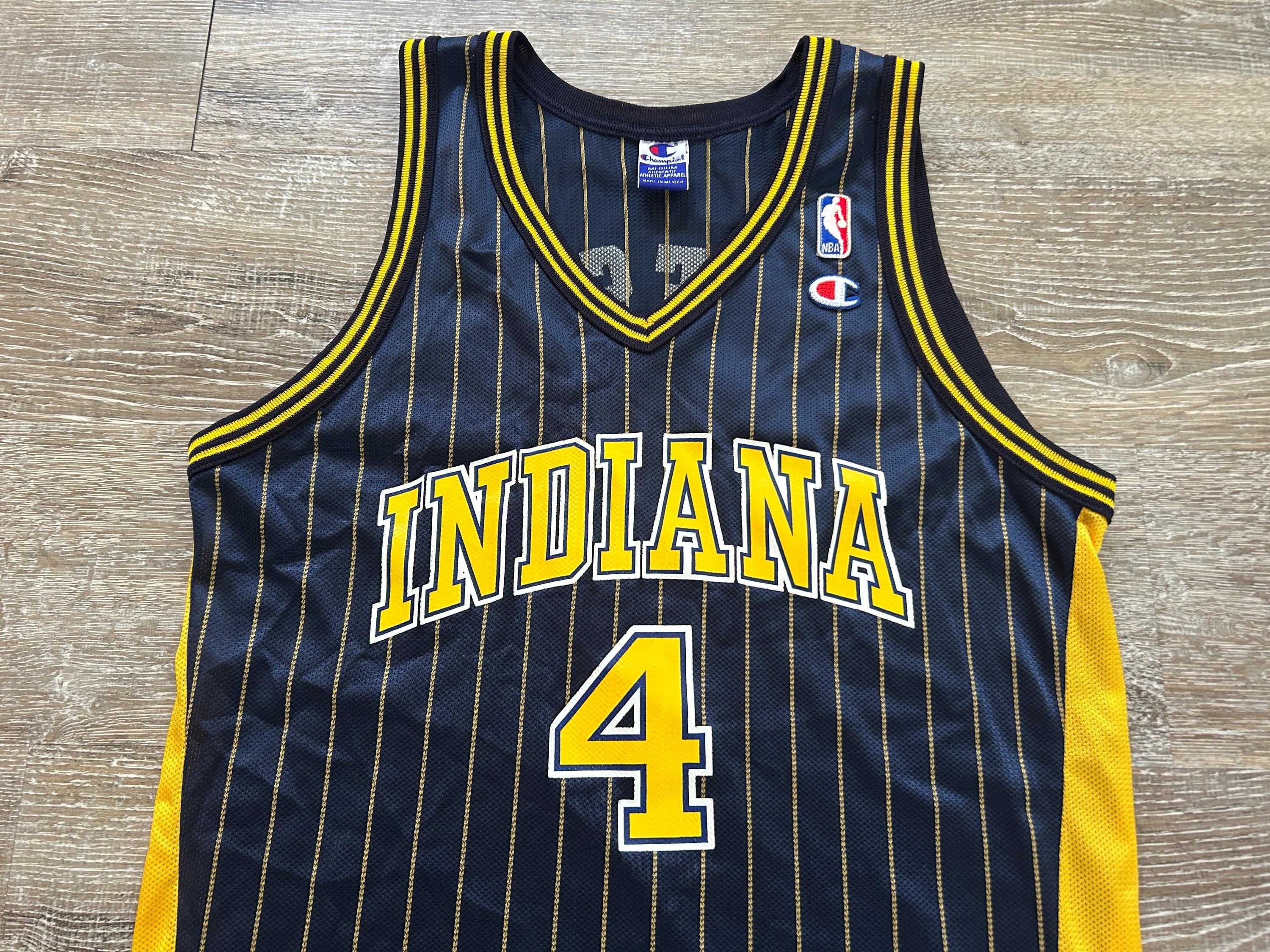 Vintage 90s Champion Jersey Indiana Pacers NBA Pinstripe #4 Travis