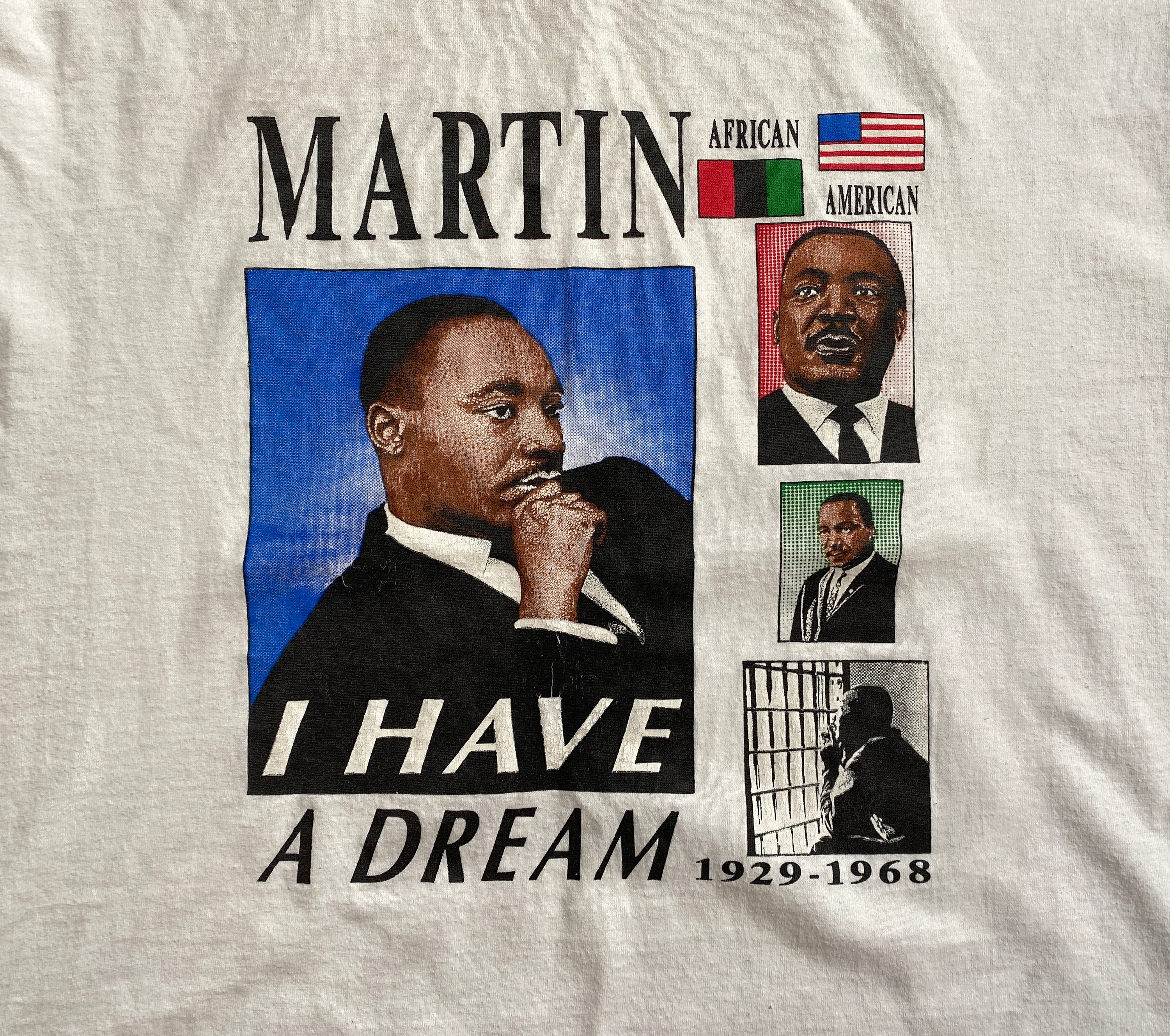 T-shirt Vintage Martin Luther King 'Fulfill The Dream' - Taille XL Rouge - Années 80 - Occasion TB