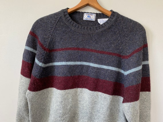 Vintage 80s Izod Lacoste Sweater Wool Blend Gray Striped Croc | Etsy