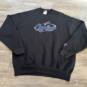 Vtg 90s Washington Capitals Crewneck Sweatshirt NHL Hockey Pro Player Embroidered