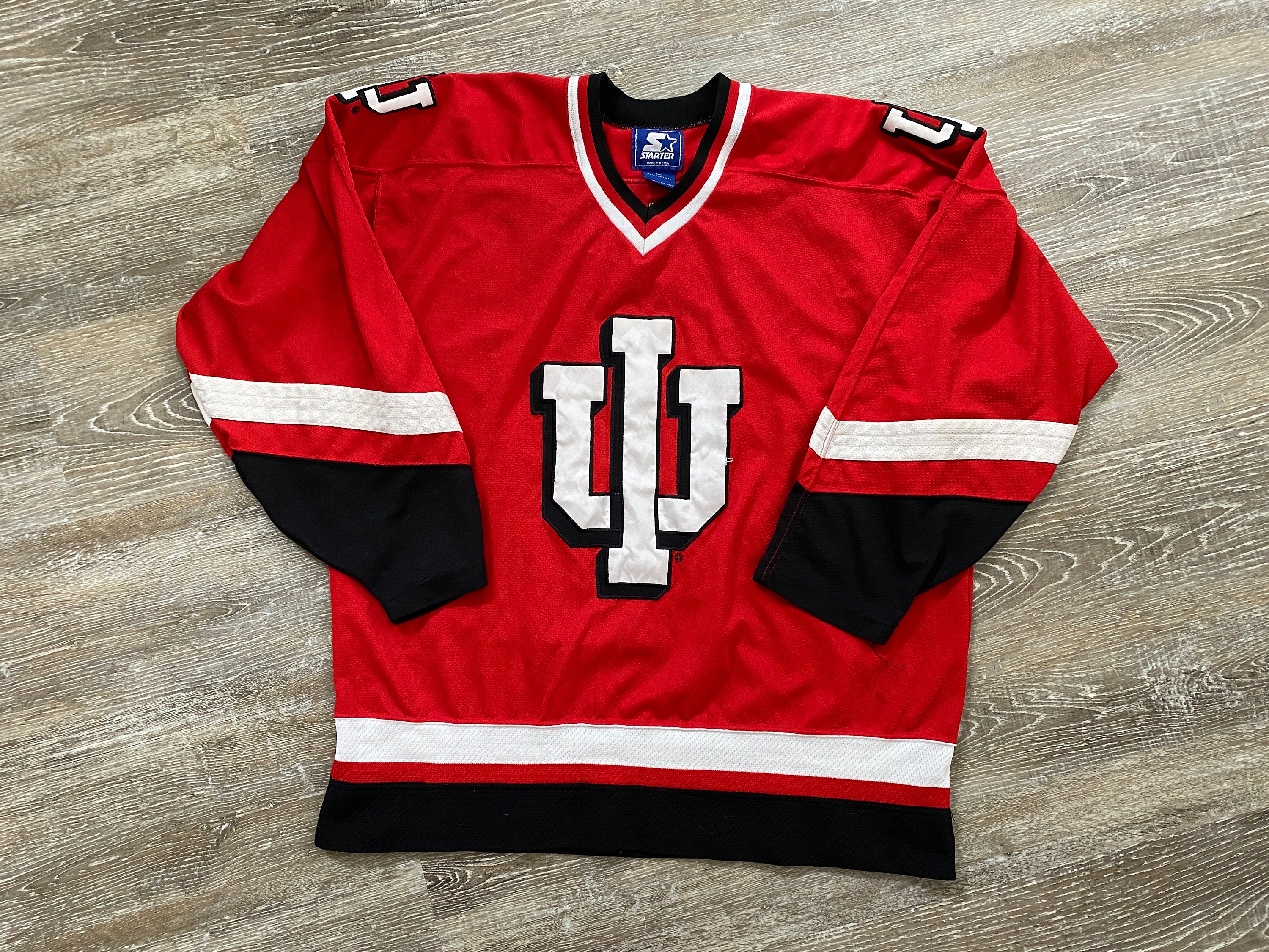 Vintage 90s Indiana Hoosiers IU Hockey Jersey Starter Red SEWN 