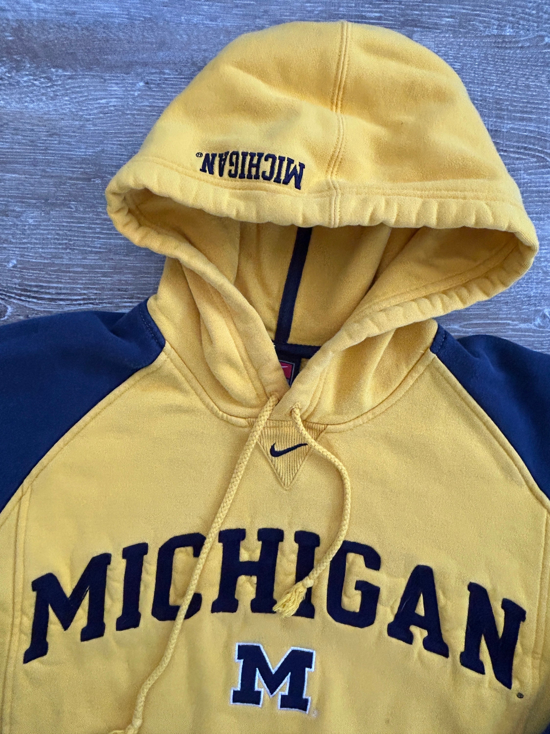 VTG 2000s Michigan Wolverines Embroidered Hoodie Sweatshirt NIKE 