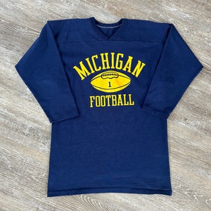 Vintage 70s/80s Michigan Wolverines Football Russell Athletic Jersey Knit T-Shirt Sz L/M image 1