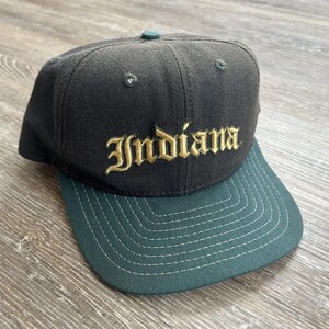 Vintage 90s Indiana Hoosiers Snapback hat IU University Wool Script Old English Faded