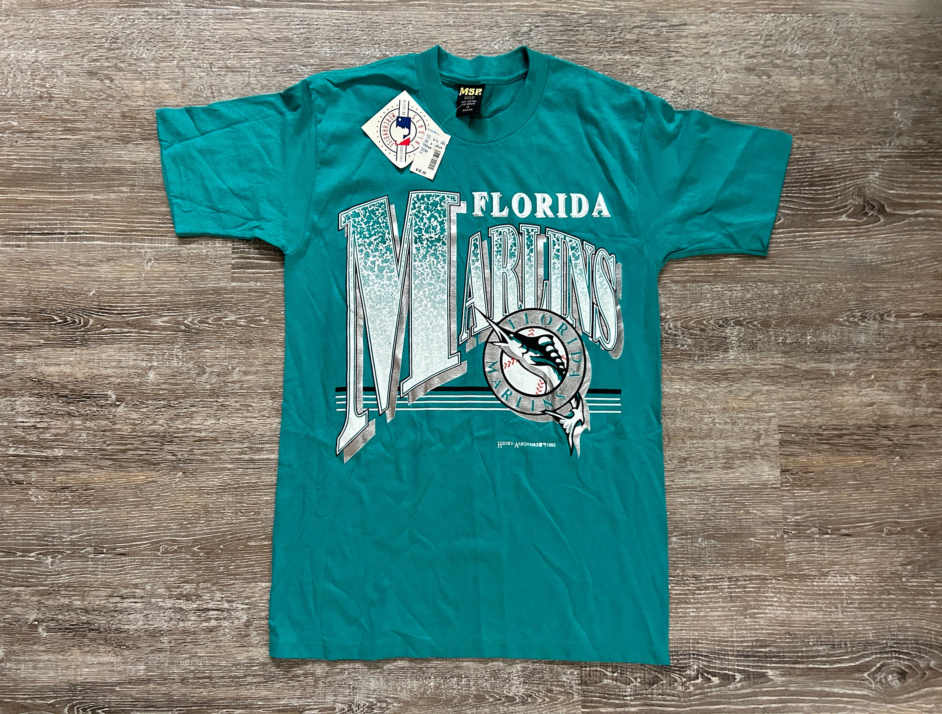 NEW Vintage 90s Florida Marlins Single Stitch Baseball T Shirt 