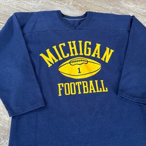 Vintage 70s/80s Michigan Wolverines Football Russell Athletic Jersey Knit T-Shirt Sz L/M image 2