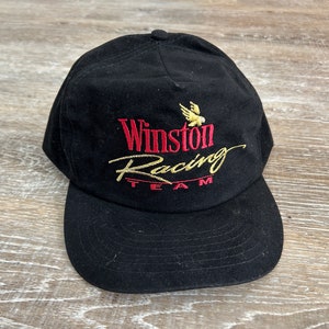 Vtg 90s Winston CUP Series Racing NASCAR  Black SNAPBACK Hat Rayon Felt