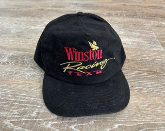 Vtg 90s Winston CUP Series Racing NASCAR  Black SNAPBACK Hat Rayon Felt