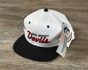 NEW Vintage 90s New Jersey Devils Sports Specialties Script NHL Snapback Hat TWILL