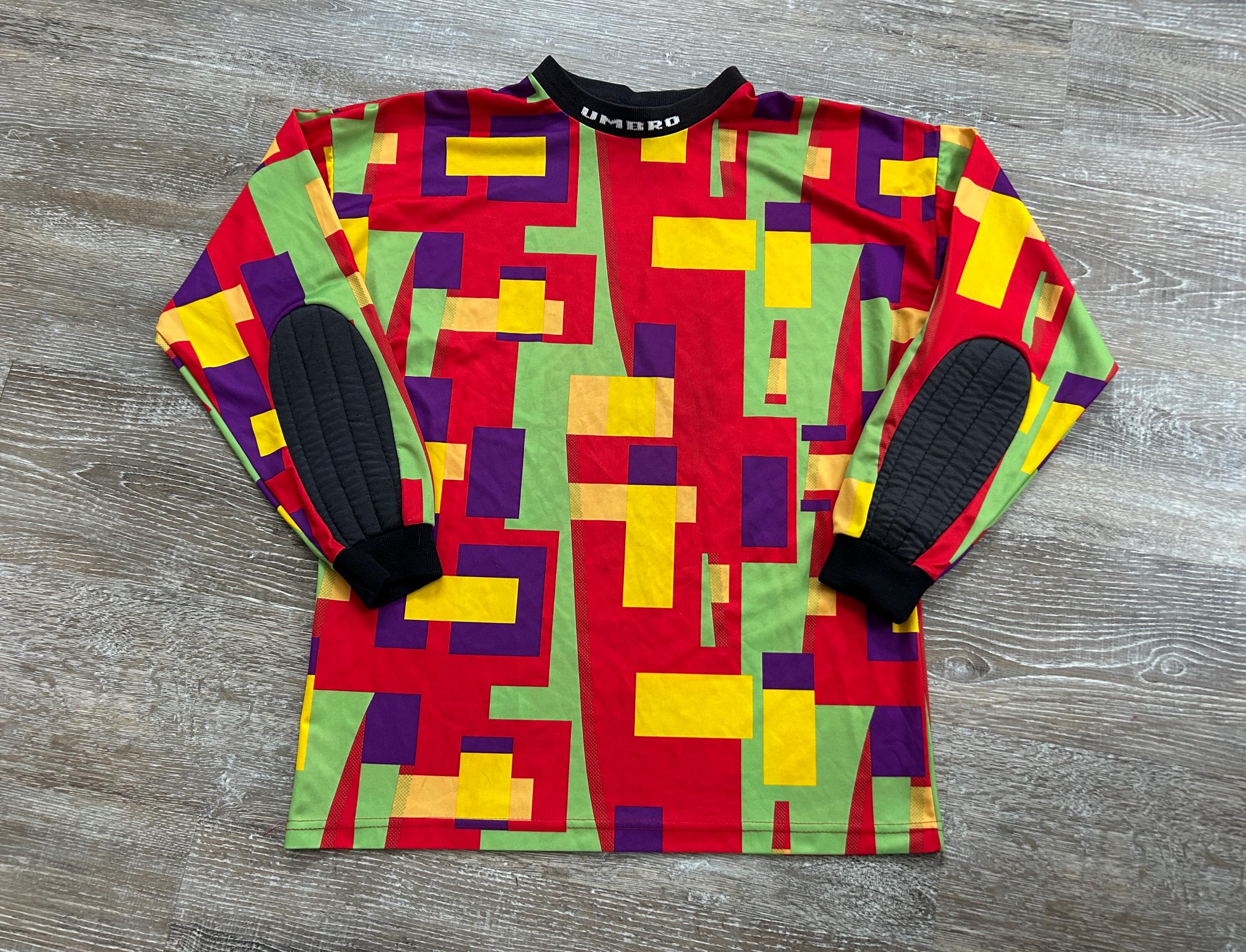 Vintage Umbro 90s Goalie Jersey Multicolor Football Soccer USA