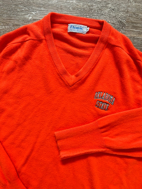 Vintage 80s Oklahoma State Cowboys V Neck Sweater… - image 2