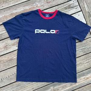 Vintage 90s Polo Sport T-shirt Short Sleeve Ringer Logo Ralph