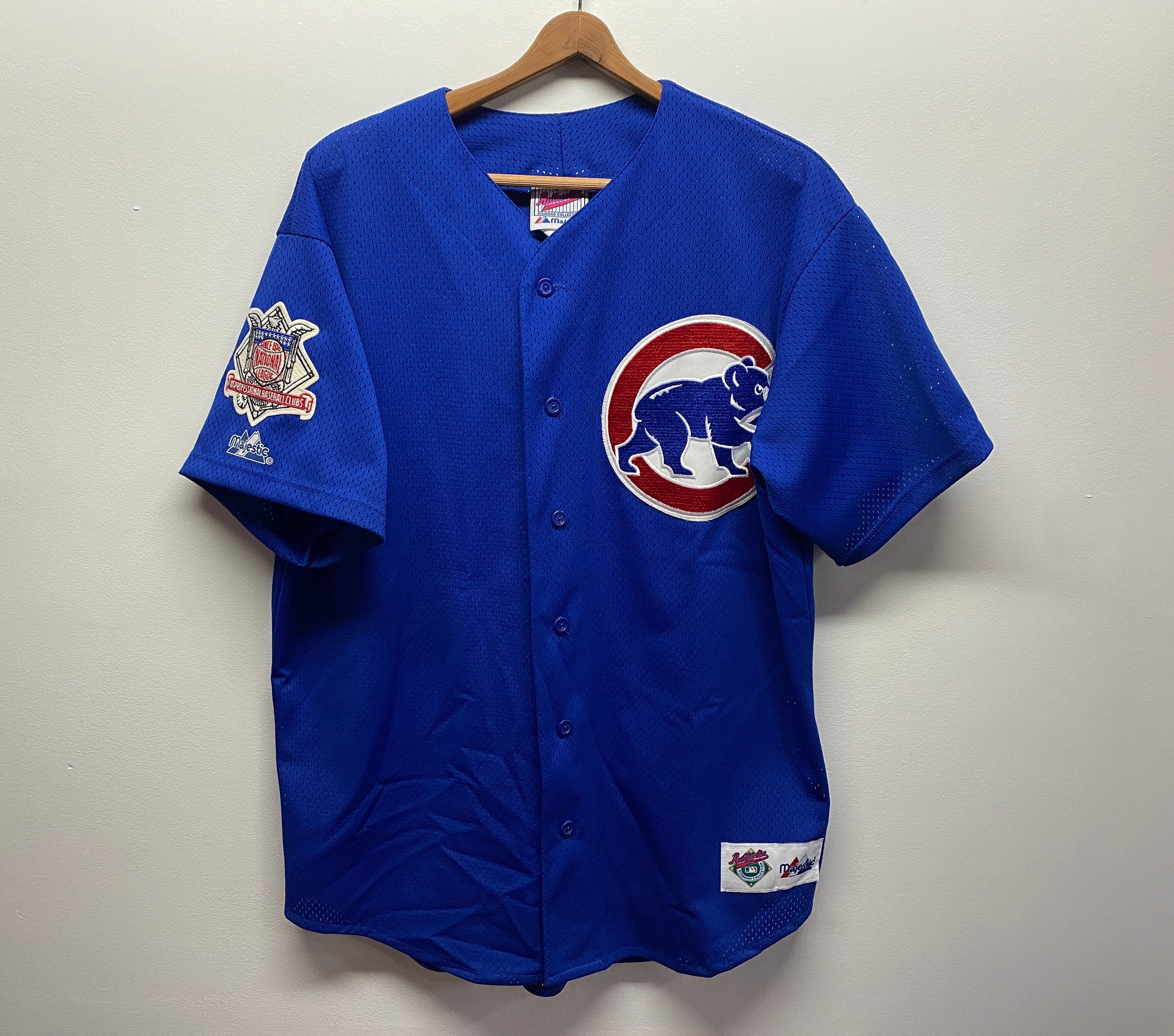 Vintage 90s Majestic Chicago Cubs Jersey Patch Logo NL Button up Mesh USA