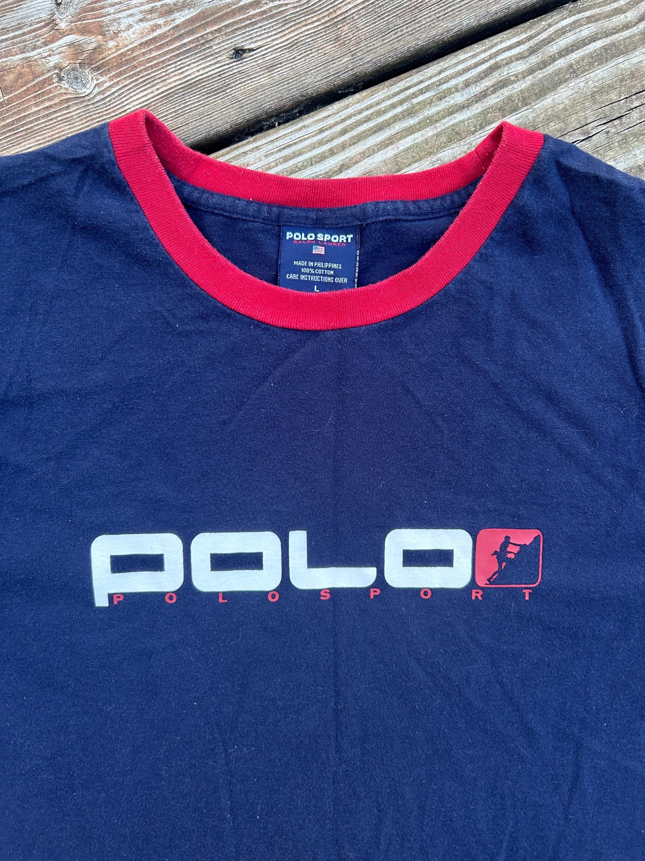 Vintage 90s Polo Sport T-shirt Short Sleeve Ringer Logo Ralph