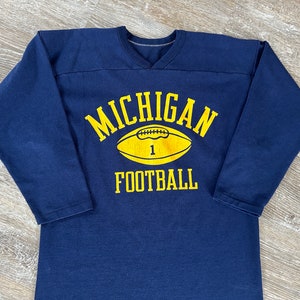 Vintage 70s/80s Michigan Wolverines Football Russell Athletic Jersey Knit T-Shirt Sz L/M image 5